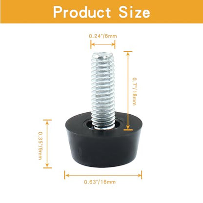 24 Pcs M6 Furniture Leveling Feet Adjustable Table Levelers Chair Glide Leveling Screw in Threaded for Patio Furniture Tables Chairs - size: M6