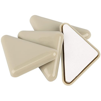 Super Sliders 2" Self-Stick Triangle Furniture Sliders for Carpet, Anti-Slip Adhesive Furniture Moving Pads for Beds, Sofas, Dressers, Set of 4, Beige