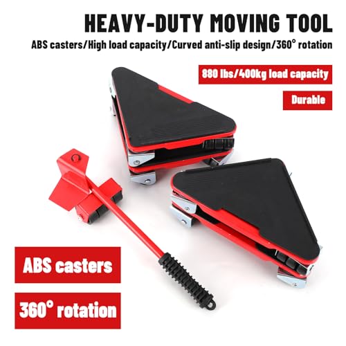 2026 Upgraded Furniture Sliders Lift Mover Tool Set, Heavy Duty 880lbs Appliance Dolly Lifter Tool for Men with 360 Degree Swivel Wheels & Adjustable Height Lever for Sofa Bed Appliance Moving Gliders