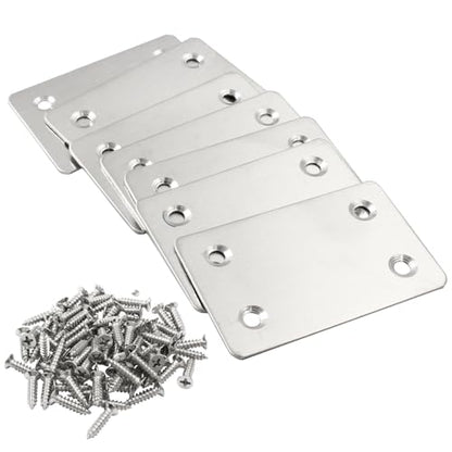 20 Pcs Metal Flat Straight Brace Bracket 2.36 x 1.5 Inch (L x W) Mending Plates Fixing Corner Brace with Screws for Furniture Repair (Silver,4 Holes) - size: 20pcs 2.36 x 1.5 Inch ,4 Holes