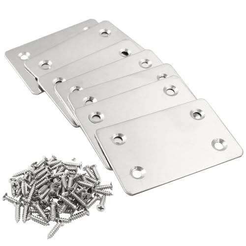 20 Pcs Metal Flat Straight Brace Bracket 2.36 x 1.5 Inch (L x W) Mending Plates Fixing Corner Brace with Screws for Furniture Repair (Silver,4 Holes) - size: 20pcs 2.36 x 1.5 Inch ,4 Holes