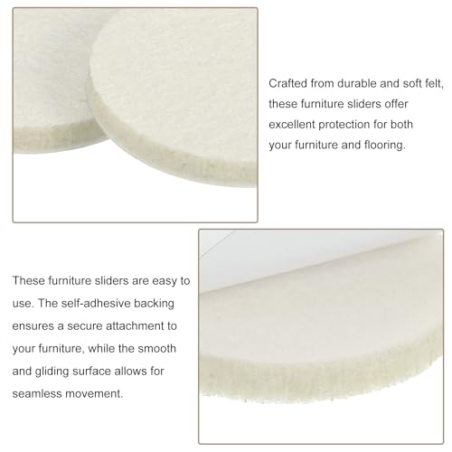 uxcell Furniture Pads, 36Pcs 1.75" - Round Self Adhesive Felt Furniture Pads, Floor Protectors for Furniture Feet Chairs Legs Hardwood Floors (Beige) - size: 1.75"