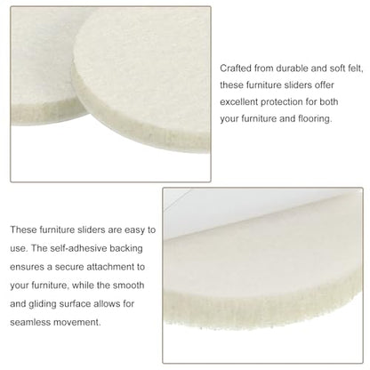 uxcell Furniture Pads, 36Pcs 1.75" - Round Self Adhesive Felt Furniture Pads, Floor Protectors for Furniture Feet Chairs Legs Hardwood Floors (Beige) - size: 1.75"