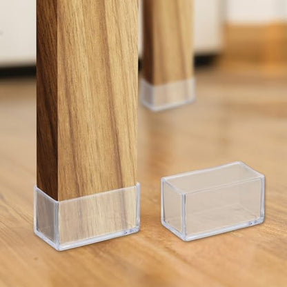 uxcell 12 Pcs Transparent Chair Leg Floor Protectors, 1.6 x 2.4 Inch Rectangle PVC Chair Leg Caps for Hardwood Floors, Non-Slip Reduce Noise Table Furniture Cover - size: 1.6 X 2.4 Inch