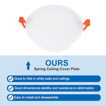 PATIKIL 6.5" Spring Ceiling Cover Plate, Recessed Light Trim Wall Mount Downlight Hole Cap Decorative Panel with Buckle Suitable for 4.9-6.1inch Round Hole Glass Ceiling Openings, White