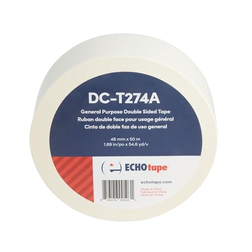 ECHOtape DC-T274A General Purpose Frosted Clear Double Sided Tape for Mounting & Bonding | Double Sided Tape for General Purpose Bonding | Thin Adhesive Tape, 1.89 in x 54.6 yds - size: 1.89 in x 54.6 yds / 48mm x 50m