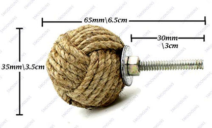 5MOONSUN5's Jute Rope Knot Handles: Drawer Pulls & Push Knobs for Cabinets, Wardrobes & Kitchen Cupboards, 35 mm (Pack of 10) - color: Pack of 10