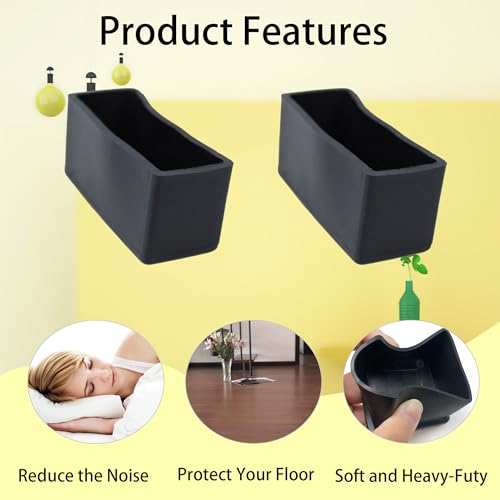 12PCS 0.8”X2” Rectangle Chair Leg Caps, Flexible PVC Furniture Foot Protectors, Non-Slip Table Feet Covers, Elastic Floor Protection for Chairs, Stools, Tables, Black - size: 0.8”X2”