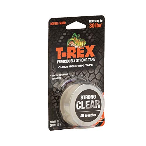 T-Rex Waterproof Mounting Tape,Clear (285338),(Pack of 6) - size: 25mm x 1.5m (Pack of 6)