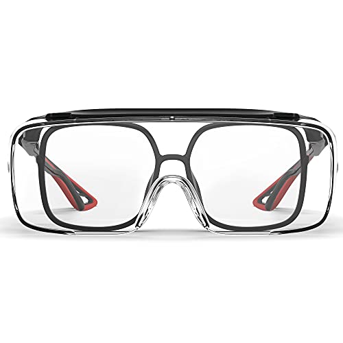 Safety Glasses Anti Fog Goggles Protective Eyewear Blue Light Blocking Anti Dust UV Protection Glasses For Men Women - color: Red and Black