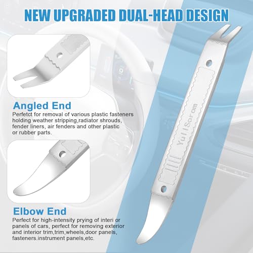 4140 Dual-purpose Steel Pry Bar, Multi-Function Trim Removal Tool for Automotive Panel,Planes Panel, Interior &exterior Trim Removal (Silver Pry Tool 1pc) - size: Double Head silver 1pc