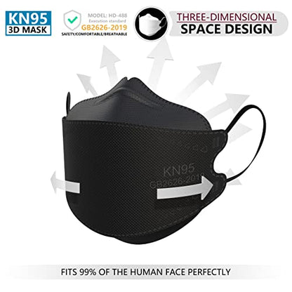 KN95 Face Masks 50 Pack, Breathable Comfortable and Disposable KN95 Mask, Black - color: Adult Black