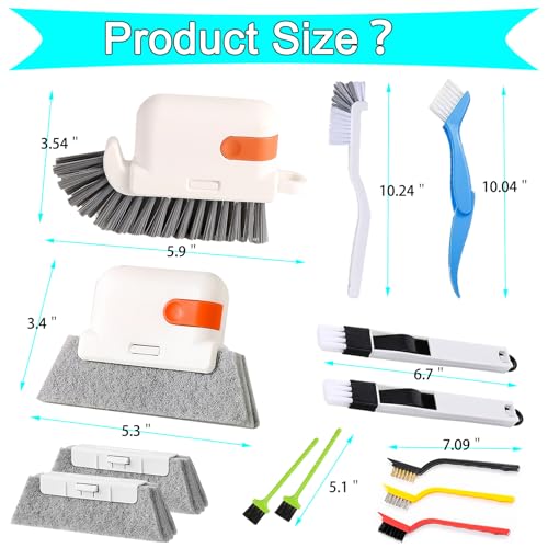13pcs Window Groove Cleaning Brush Kit, Magic Window Track Cleaner, Crevice Cleaner Brush, Sliding Door Track Cleaner, Gap Cleaning Brush for Sill, Tile Lines, Sliding Door, Keyboard. Small Brush Set.