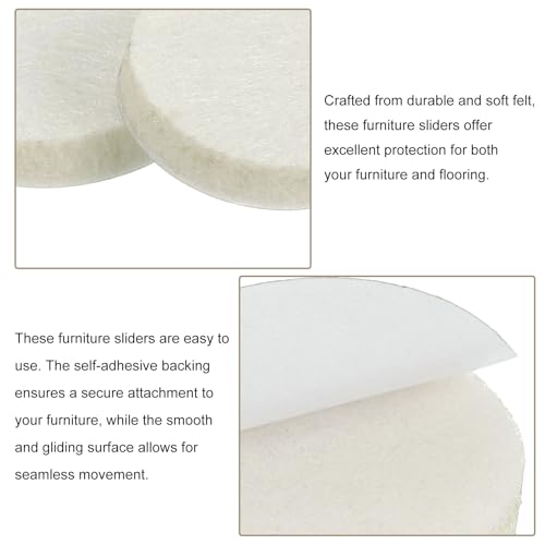 uxcell Furniture Pads, 36Pcs 0.75" - Round Self Adhesive Felt Furniture Pads, Floor Protectors for Furniture Feet Chairs Legs Hardwood Floors (Beige) - size: 0.75"