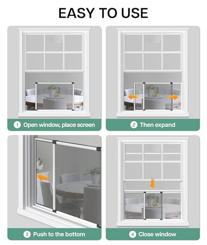 Paramondo Expandable Window Screen, Horizontal (10" H x 19.6" - 36" W, 4 Pack) Adjustable Window Screens, Small Replacement Screen for Window - size: 10''H x 19.6''-36'' W, 4 Pack