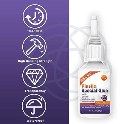 30g Plastic Glue, Instant Super Glue for Plastic, Fast Dry Strong Plastic Adhesive for Acrylic, Model, DIY Crafts, Tube, PVC, Vinyl, ABS, PBT, PS, PA, PC, PM, MA, Nylon - size: 30g*1, style: Plastic Glue