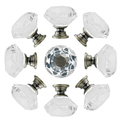 YourGift 12 Pack Drawer Knobs Diamond Shaped Crystal Glass 40mm Cabinet Knobs Pull Handles (40 mm, 12 Pack, Bronze) - color: Bronze, size: 40 mm, 12 Pack