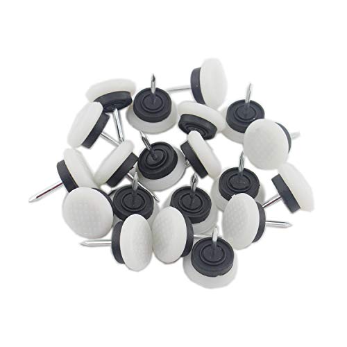 50pcs Round Heavy Duty Nylon Furniture Pads,Ulifestar Nail On Furniture Sliders Hardwood Floor Protectors for Chair Table Desk Desser Cabinet Sofa Couch Leg Feet Non Slip Glides Dia 27mm(White) - color: White, size: DIA27MM/1''