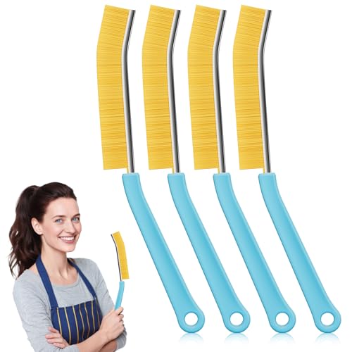 JOYMOOP 4 Pack Crevice Cleaning Brush, Turquoise Hard Bristle Grout Brush, House Cleaning Supplies, Magnetic Gap Cleaning Brush for Kitchen, Bathroom, Window, Toilet, Multifunctional Cleaning Tools - color: Turquoise, size: 4 Pack