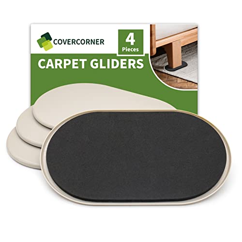 Furniture Sliders for Carpet 4 PCS - 9 1/2 inch Furniture Moving Slider Chair Legs Floors Protectors– Move Your Furniture Easy & Safely (for Carpet) - size: 4 Pcs 9 1/2 Inch Beige