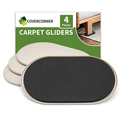 Furniture Sliders for Carpet 4 PCS - 9 1/2 inch Furniture Moving Slider Chair Legs Floors Protectors– Move Your Furniture Easy & Safely (for Carpet) - size: 4 Pcs 9 1/2 Inch Beige