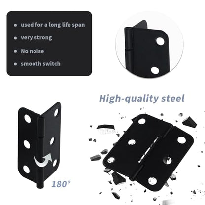 Antrader Door Hinges, 12-Pack Cabinet Gate Closet Folding Hinge, 1-1/2'' Long Home Furniture Hardware, Flat Black - color: Black, size: 1.5" x 1.3", 12pcs