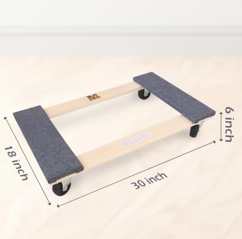 MaxWorks 50857 1320 lbs. Capacity 18 in. x 30 in. Hardwood Furniture Moving Dolly KD Version, Two Pack - color: Natural, size: 18 in x 30 in