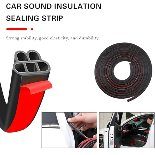 Mandark Car Door Seal Strip, Rubber Double Layer Vehicle Weather Stripping, 16.4ft 5 Hole Soundproof Self Adhesive Automotive Sealing Strip Accessories, Universal for SUV, Truck, RV - size: 5 Holes/16.4FT
