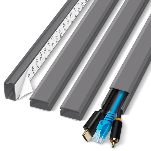 Cable Cover, 62.8in Paintable Cord Cover Kit, Hide Cords for TV, Cord Concealer Cable Channel 4xL15.7in W0.98in H0.5in - color: Grey, size: W 0.98in X H 0.5in X L 62.8in