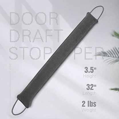 Door Draft Stopper, 32 Inch Weighted Under Door Noise Cold Air Blocker, Heavy Duty Sound Proof Draft Guard Gap Snake for Bottom of Doors and Windows, 2lbs (Gray) - size: 32in