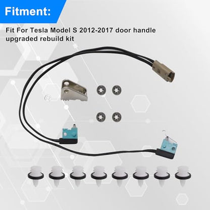 GXARTS 1016009-00 Door Handle Upgrade Rebuild Kit with Microswitch Harness Handle Paddle Door Panel Clips Compatible with Tesla Model S 2012-2020# 1016009-00-A 1016009-00-B 1025401-00 1016009-00-C
