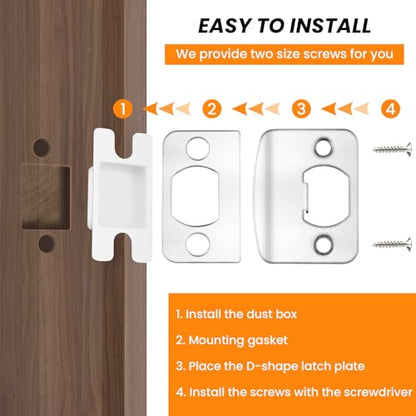 2 Sets Door Latch Strike Plates Restorer, Standard Door Latch Opening Reinforcement Striker Plates Hardware Repair Kit with Backing Sub-Plates for Home Office Store Exterior Internal Door Repair Fix