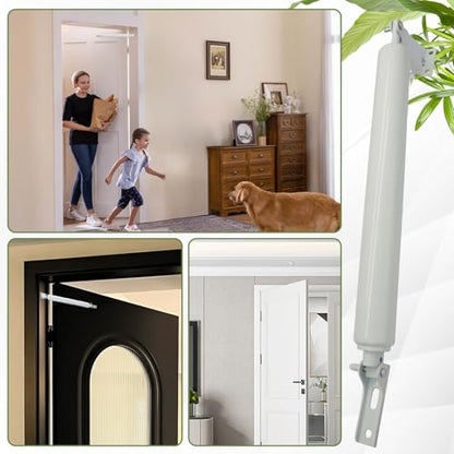 2 Pack Storm Door Closer Kit with Pneumatic Closer & Latch Set, Complete Screen and Storm Door Hardware Repair Kit, Adjustable Closing Speed (White) - size: White - 2 Pack