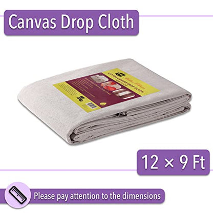 Bates- Canvas Drop Cloth - 9x12, Paint Tarp for Painting - size: 12 x 9 ft