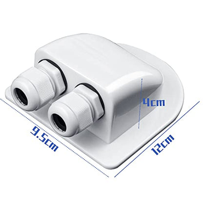 Solar Cable Entry Gland, Waterproof Solar Double Cable Connector Cover Solar Photovoltaic Plastic Bracket Curved ABS Dual Cable Entry Housing for Solar Panels of RV, Caravan Boat
