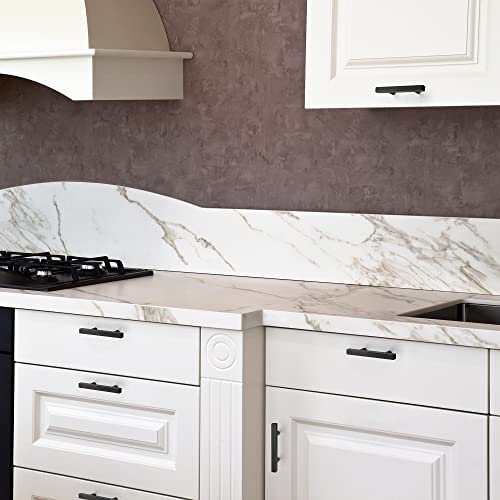 10 Pack Matte Black Cabinet Handles with 3 Inch (76 mm) Hole Center, Square Kitchen Hardware for Cabinets & Drawers, Stainless Steel Pulls, 5 Inch Overall Length - color: Matte Black Square T-Shaped, size: 3" Hole Center