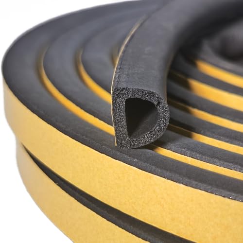 VITAM AMO Weather Stripping Seal Strip for Doors/Windows 18 Feet, Self-Adhesive Backing Seals Large Gap (from 5/16 inch to 15/32 inch), Easy Cut to Size - color: Black