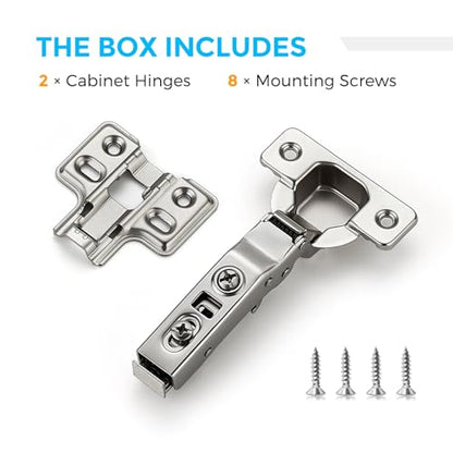 HOME EDIT 1 Pairs 2 Pack European Full Overlay Soft Close Cabinet Hinges Concealed Kitchen Cabinet Hinges Heavy-Duty Frameless Adjustable for Cupboard Hardware - size: Full Overlay