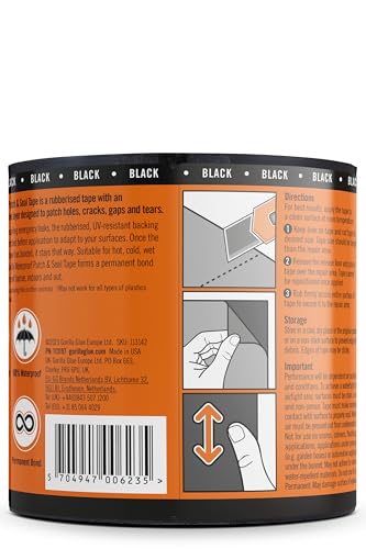 Gorilla Waterproof Patch & Seal Tape Black 3m