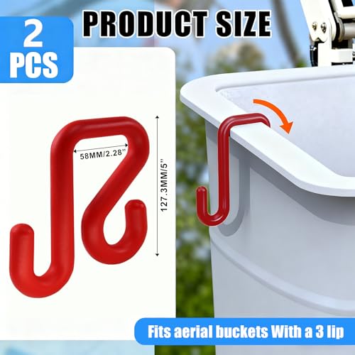 CNQLIS 2 Pack Red Bucket Hooks, Lineman Bucket Tool Holder Fits 2" Bucket Lip, Hooks for Aerial Baskets, Attach Tool Bags or Aprons, 40lbs - size: 2 Inch