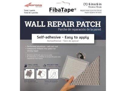 FibaTape 6 inch x 6 inch Self Adhesive Perforated Aluminum Wall and Ceiling Repair Patch
