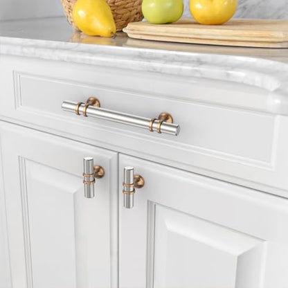 Asidrama 10 Pack 3.75 Inch(96mm) Brushed Satin Nickel and Champagne Bronze Kitchen Cabinet Handles, Cabinet Pulls Kitchen Cabinet Hardware Cupboard Handles Drawer Pulls - color: Nickel-Champagne Bronze, size: 3.75" Hole Center, style: 10 Pack