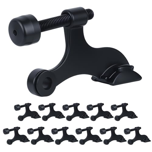 HOME MASTER HARDWARE Hinge Pin Door Stopper, 12 Pack Matte Black Adjustable Heavy Duty Door Stop with Cushioned Plastics Bumper Tips for Durable Use - color: Matte Black, size: 12 Pack