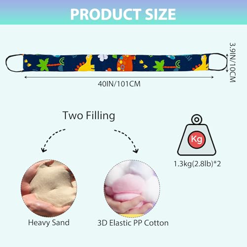 Weighted Door Draft Stopper, 2 Pack 40 Inch Under Door Blocker, Bottom of Door Window Air Noise Light Gap Filler, Saving Energy Cartoon Print Canvas Cotton 2.8Lb - size: 40 inch