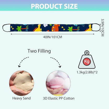 Weighted Door Draft Stopper, 2 Pack 40 Inch Under Door Blocker, Bottom of Door Window Air Noise Light Gap Filler, Saving Energy Cartoon Print Canvas Cotton 2.8Lb - size: 40 inch