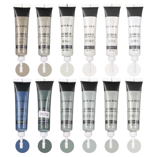 HARFINGTON 12 Colors Wood Filler Scratch Repair Kit Touch Up Filler Wood Paint for Repairing Scratches Cracks Holes on Wooden Floors Cabinet, Table, Space Gray Series - color: Space Gray Series