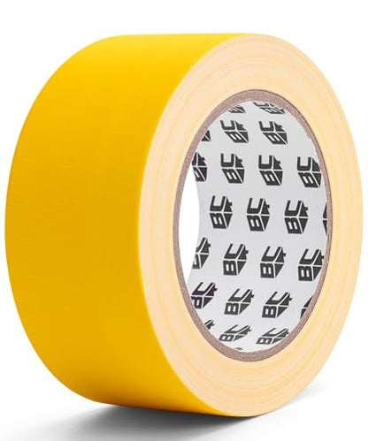Bates- Yellow Gaffers Tape 2 Inch x 23 Yards, Yellow Gaffer Tape 2 inch, Polyethylene-Coated Cloth, Non-Reflective, No Residue - color: Yellow, size: 2 Inch x 23 Yards