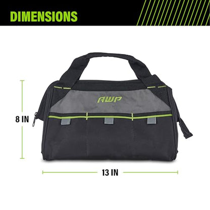 AWP Tool Bags, Premium Tool Bag, Black, Durable Tool Tote, for Professionals and Contractors - size: 13 Inch, style: Tool Bag