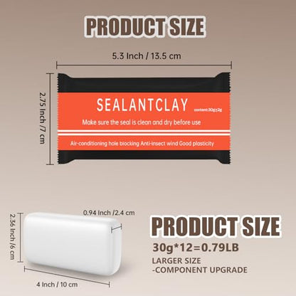12 Pcs White Seal Putty,Waterproof Duct Seal Repair Sealing Clay & Moldable Silicone Putty,Ideal for Sealing Drain Connections, Wall Holes, and Air Conditioning Openings, Reliable and Efficient. - color: 12 Pcs White Seal Putty（30g）