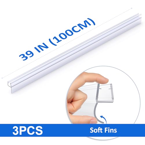 Yecaye 3 Pack Shower Door Seal,Shower Door Sweep,Frameless Glass Seal Strip for Side Door,Stop Leaks and Create a Water Barrier Guard (Side-3/8 x39) - style: Side-3/8"x39"